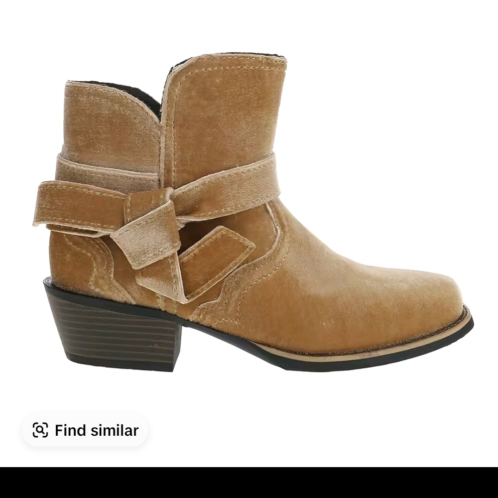 Justin Boots Tan Velvet Bow Bootie Brand New In Box 71/2 Final Price